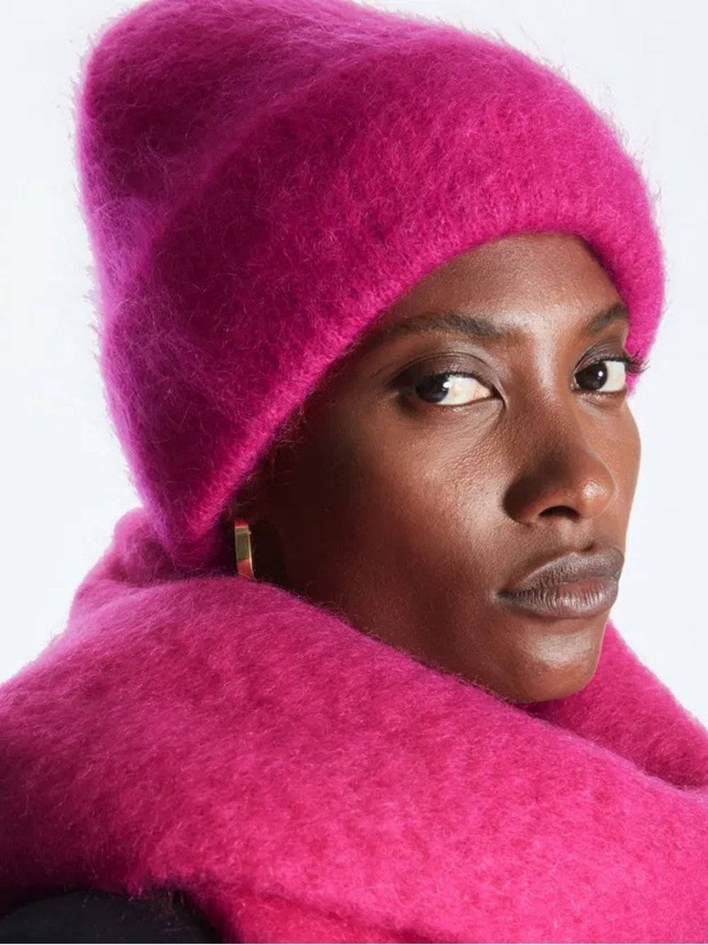 Aritzia mohair blend pink toque beanie hat